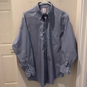 Brooks Brothers Blue Button Down Shirt Houndstooth pattern size 15 1/2-2/3